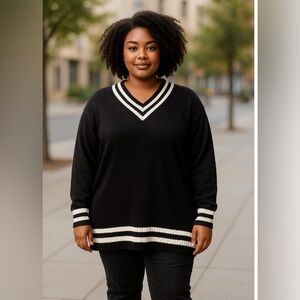 V-Neck Loose Fit Knit Pullover Sweater